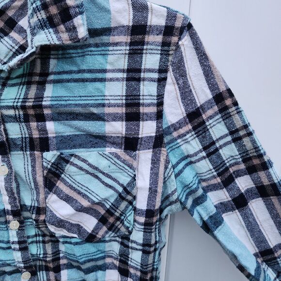 Aeropostale Flannel Shirt Women's Size XS Blue Plaid - Picture 3 of 7